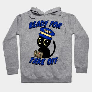 Funny black cat is a pilot Hoodie